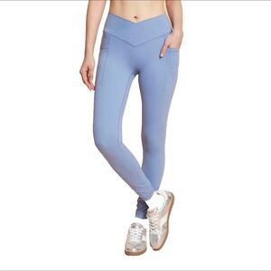 Blogilates Women's Large Troposphere Steel Blue Crisscross High-Rise Leggings